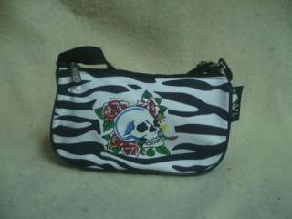 Skull Rose Zebra Shoulder bag purse Punk Rockabilly  