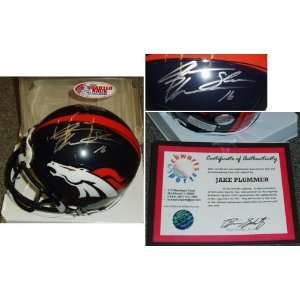  Jake Plummer Signed Broncos Mini Helmet w/Snake Sports 