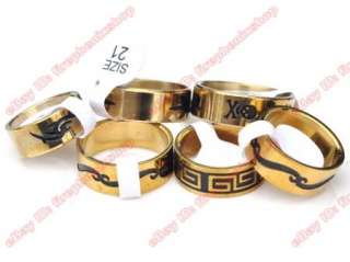 Wholesale lot black enamel GOLD STAINLESS STEEL RINGS  