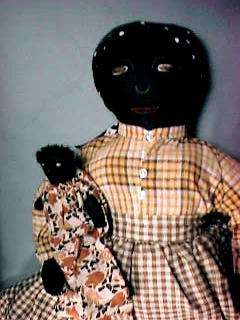 15 Black Cloth Mammy Doll with Black Baby From Georgia 1930s  