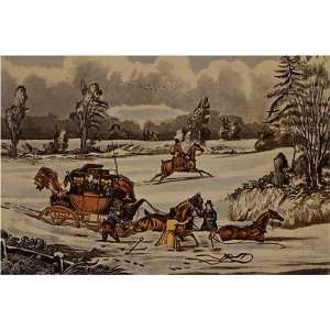  The Mail Coach in a Drift of Snow by James Pollard, 17 x 
