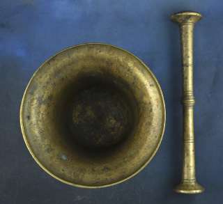 Heavy Antique Brass Medical Apothecary Mortar & Pestle  