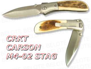 CRKT Kit Carson M4 02 Stag Folder Plain Edge M4 02S NEW  