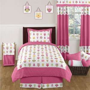  Pink Happy Owl Childrens Bedding   4 pc Twin Set by JoJO 