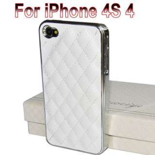 2X Deluxe Leather Chrome Case for Apple iPhone 4S 4 4G White & Blue in 