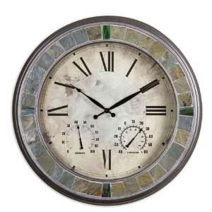  Uttermost 06685 Slate Clock in Real Slate Inlays Accented 