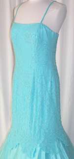 Long Ball Gown Dress Party Gala Prom Cocktail Aqua L 12  