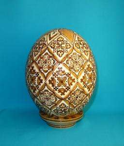 Ukrainian Pysanka Easter Egg BEES WAX OSTRICH Pysanky  