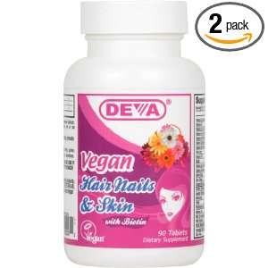  Deva Vegan Vitamins Hair, Nails & Skin, 90 Count (Pack of 
