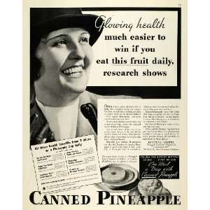  1933 Ad Canned Pineapple Producers Health Benefits Food 