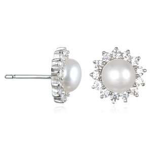    7mm Freshwater Pearl Lady Di Stud Earring CHELINE Jewelry