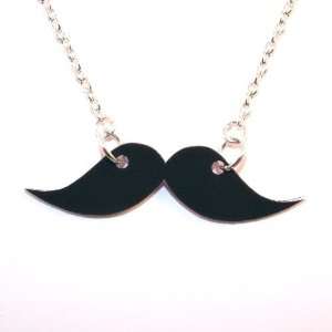  Sour Cherry Silver plated base Quirky Moustache Necklace 