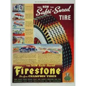   Ad Firestone DeLuxe Champion Tires Race Car Track   Original Print Ad