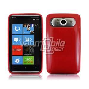 VMG HTC HD7/HD7S   Red Solid Hard 1 Pc TPU Gel Silicone Rubber Skin 
