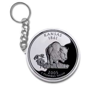   Clam Kansas State Quarter Mint Image 2.25 Inch Button Style Key Chain