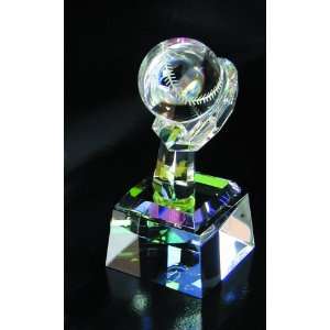    Holding Basketball Crystal Award Trophy   Large