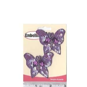  Butterfly Sequin Applique Pair Purple By The Each Arts 