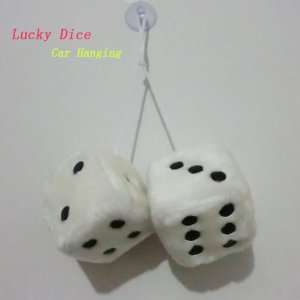  Furry car Hanging Lucky Dice with Rope Car Widget