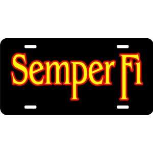 Semper Fi Auto License Plate Black