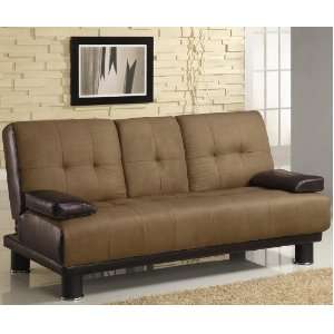  Futon Sofa Bed with Drop Down Console in Two Tone Finish 