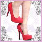Red Extremely Pointy Toe Stiletto Heel Pumps 10  