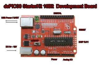   dsPIC30 dsPIC30F2010 Board + LEDs Shield Board   Compatible Arduino