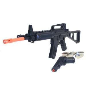   Airsoft Rifle Gun w Flashlight + Pistol   2 Guns