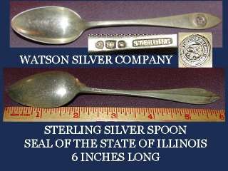   SILVER SOUVENIR SPOON SEAL OF THE STATE OF ILLINOIS {QjQ}  