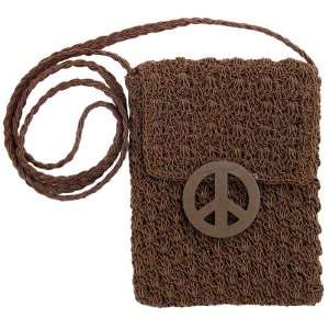  BROWN PEACE SIGN CROCHETED HIPSTER / CROSSBODY Everything 