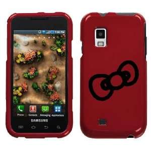   GALAXY S FASCINATE I500 BLACK BOW OUTLINE ON A RED HARD CASE COVER