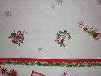 VINTAGE MERRY CHRISTMAS HOLIDAY CAROLERS NOEL GOLD TRIMMED TABLECLOTH 
