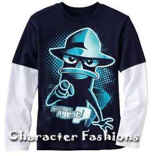 PHINEAS and FERB PERRY AGENT P Long Sleeve Shirt Size 8 10 12 14 16 18 