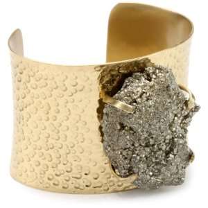 Yochi Pyrite Gold Plated Cuff Bracelet Jewelry