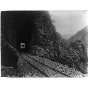  tunnel 4,Temasopa Canon,view through tunnel to rear of train,Mexico 
