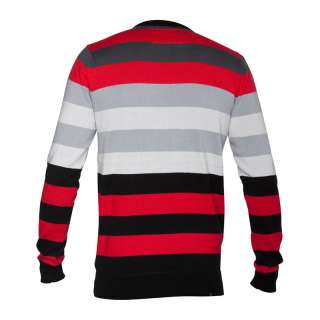 NWT Hurley Engine Mens Pullover Striped Sweater Red Line   Size 2XL 