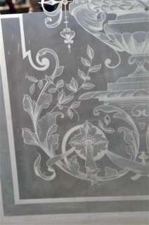 French Etched Glass Door Art Deco  