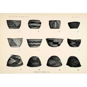   Native American Tule Basket Pattern Art   Original Halftone Print
