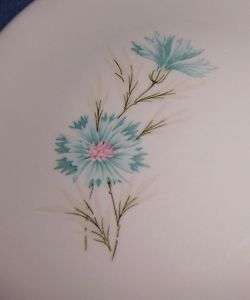 vtg turquoise blue BACHELOR BUTTON flower bread plate  