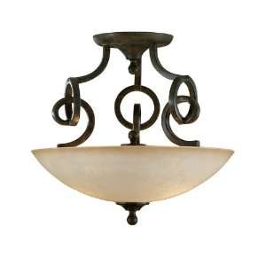   20 Distressed Chestnut Semi Flush with Indian Scavo Glass Shade 22217