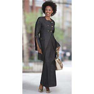 Ashro Womens Black Denim Delia Skirt Suit Misses Size 14 Large 