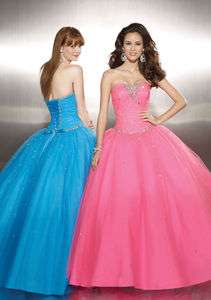 Strapless A line Tulle Evening/Prom dress/Quinceanera/Ball gown/SZ 6 8 