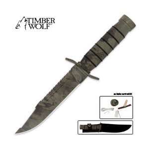  Timber Wolf® Camo Jungle Survivor Knife with Sheath 