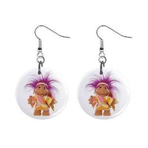 Purple Hair Troll #3 Dangle Earrings Jewelry 1 inch Buttons 12479795