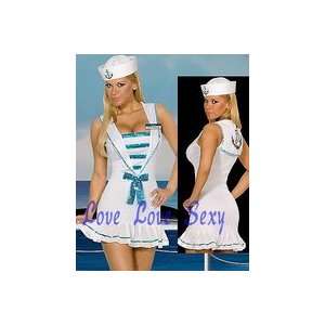 white+blue sexy Role Play sexy sailor attire cosplay clothes party 