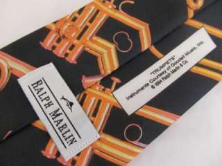 Ralph Marlin Trumpets Black Orange Novelty Tie Necktie  