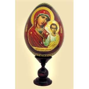  Virgin of Kazan Decoupage Icon Egg, Orthodox Authentic 