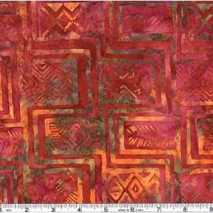  45 Wide Hand Dyed Batik Tribal Inspired Geometric Red 