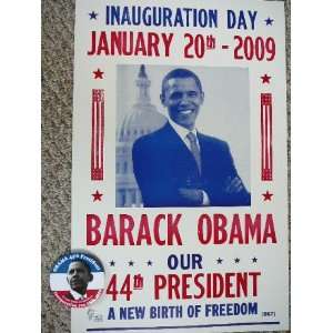  Barack Obama Inauguration Poster with Political Button 