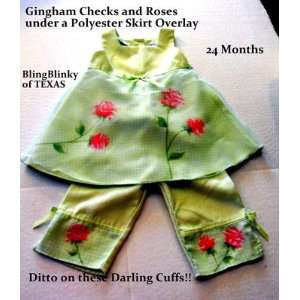 THOMAS Infants 24 Months Summer Spring Green Gingham Checks Skirted 