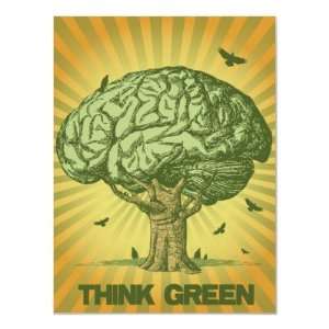  Think Green Brain Tree Poster